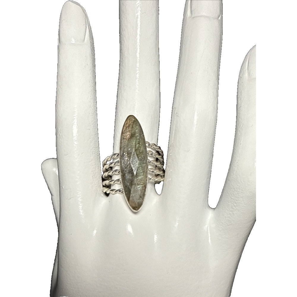 Desert Rose Trading Labradorite Sterling Silver Multi-Row Split Shank Ring‎ J-9A